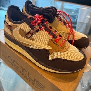 Nike Brown and Cream Sneakers with Red Accents